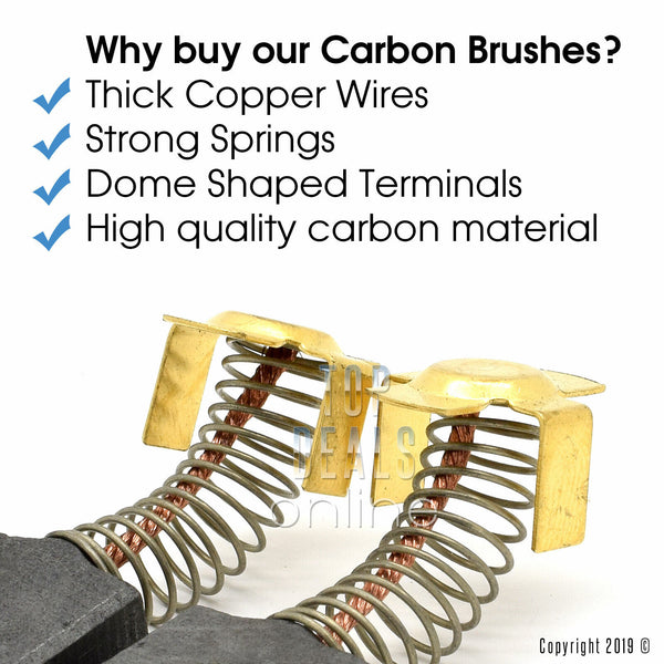 Carbon Brushes for Silverline 263570 & 633723 1500w Demolition Concrete Breakers